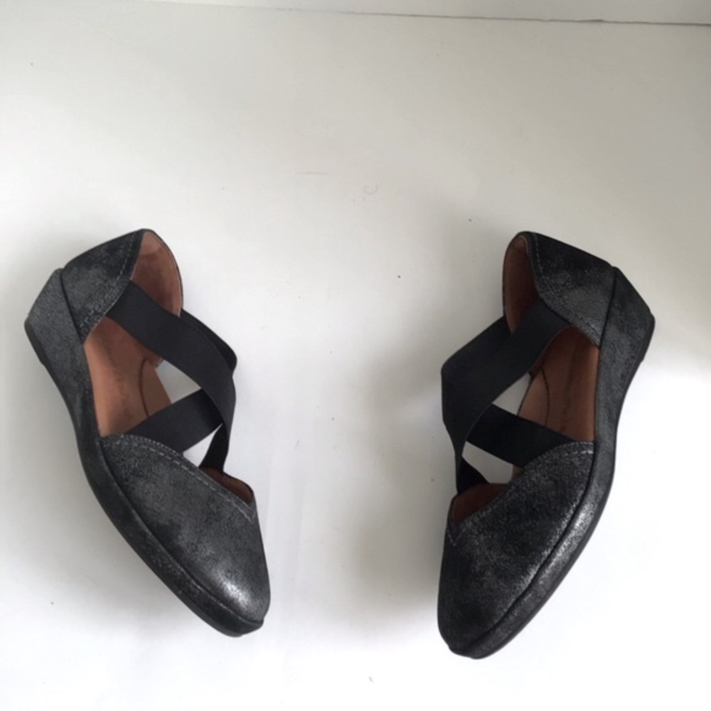 L'Amour Des Pieds Bane Demi Criss Cross Strap Leather Wedges Size 7 - Picture 2 of 14